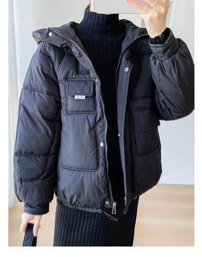 Χειμερινό κοντό σχέδιο 2023 Παλτό εγκυμοσύνης με φερμουάρ μύγα με φερμουάρ Παλτό εγκυμοσύνης με πουπουλένιο βαμβακερό μπουφάν κορεατικού στυλ κορεατικού στυλ