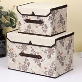 1PC Fabric Printing Folding Storage Box Thickened Model With Lid Non-Waven Storage Box Organizer Ρούχα Διάφορα κουτιά αποθήκευσης