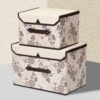 1PC Fabric Printing Folding Storage Box Thickened Model With Lid Non-Waven Storage Box Organizer Ρούχα Διάφορα κουτιά αποθήκευσης