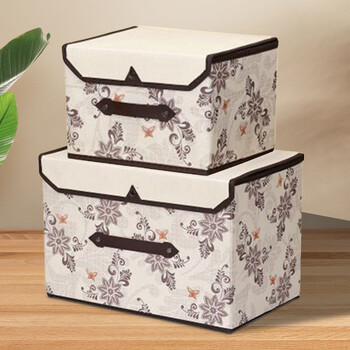 1PC Fabric Printing Folding Storage Box Thickened Model With Lid Non-Waven Storage Box Organizer Ρούχα Διάφορα κουτιά αποθήκευσης