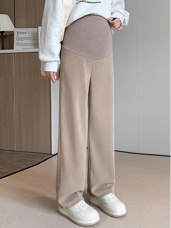 Tavaszi őszi divat Kismama Egyenes nadrág széles szár, bő, magas derékú Nadrág Ruhák terhes nőknek Terhesség