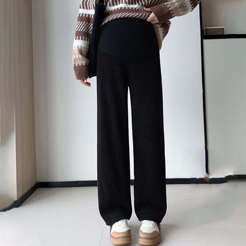 Tavaszi őszi divat Kismama Egyenes nadrág széles szár, bő, magas derékú Nadrág Ruhák terhes nőknek Terhesség