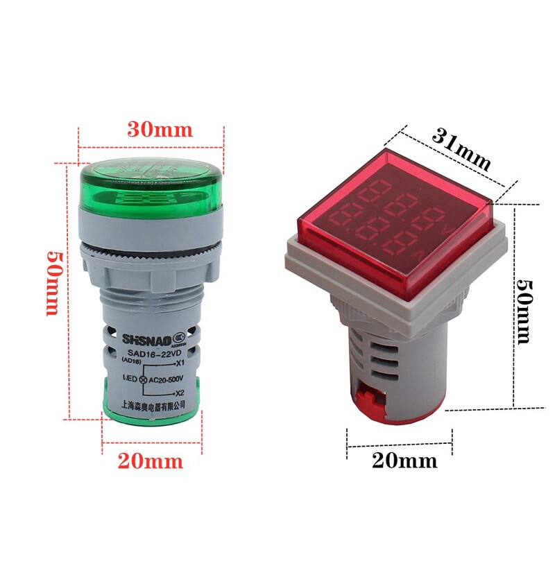 AC 50-500V 0-100A Kvadratinis LED skaitmeninis voltmetras ampermetras 110V 220V įtampos srovės matuoklis voltometras automobilio voltų stiprintuvo matuoklis