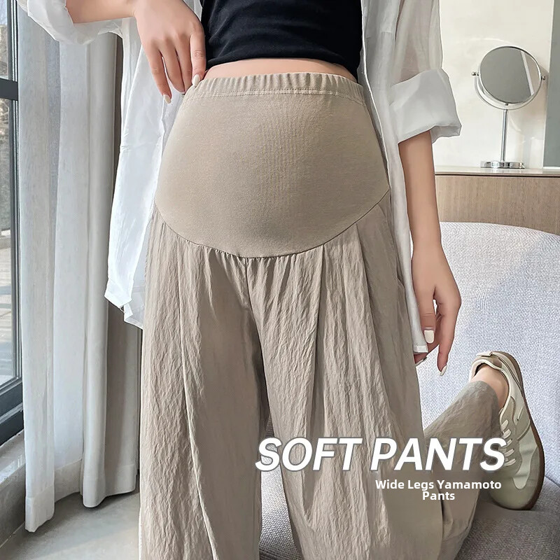 2024 Νέα μοντέρνα, καθημερινά παντελόνια εγκυμοσύνης με καμπάνα, καλοκαιρινά λεπτά ρούχα εγκυμοσύνης για έγκυες γυναίκες