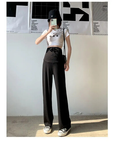 Sünnituskellu alläärega püksid Suvised õhukesed vabaaja vabad sirge jalaga riided rasedatele ootavatele emadele