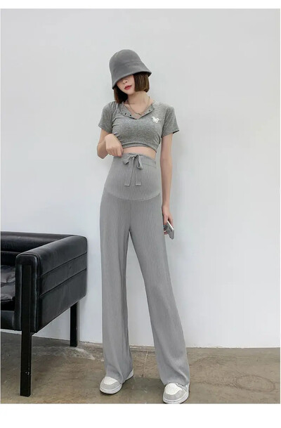 Sünnituskellu alläärega püksid Suvised õhukesed vabaaja vabad sirge jalaga riided rasedatele ootavatele emadele