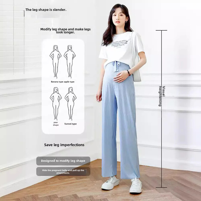 Sünnituskellu alläärega püksid Suvised õhukesed vabaaja vabad sirge jalaga riided rasedatele ootavatele emadele