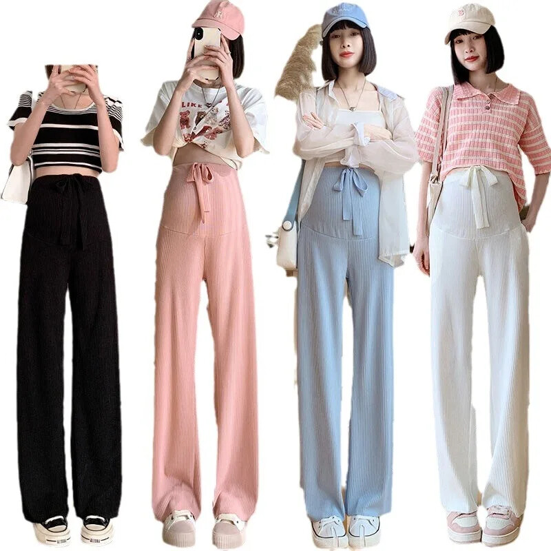 Sünnituskellu alläärega püksid Suvised õhukesed vabaaja vabad sirge jalaga riided rasedatele ootavatele emadele