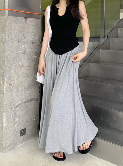 Κορεάτικο ύφος Καλοκαιρινό παντελόνι εγκυμοσύνης Λεπτό ψηλόμεσο με φαρδύ πόδι μέχρι το πάτωμα Fashion Παντελόνι Maternity Modal Casual παντελόνι