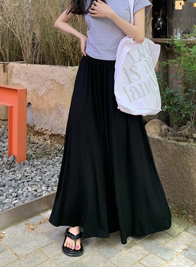 Κορεάτικο ύφος Καλοκαιρινό παντελόνι εγκυμοσύνης Λεπτό ψηλόμεσο με φαρδύ πόδι μέχρι το πάτωμα Fashion Παντελόνι Maternity Modal Casual παντελόνι