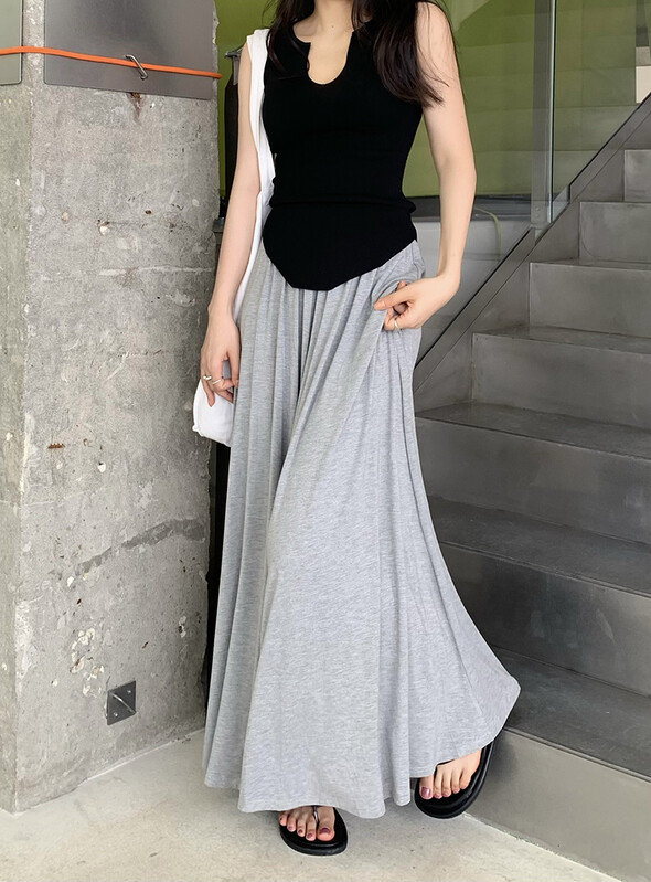 Κορεάτικο ύφος Καλοκαιρινό παντελόνι εγκυμοσύνης Λεπτό ψηλόμεσο με φαρδύ πόδι μέχρι το πάτωμα Fashion Παντελόνι Maternity Modal Casual παντελόνι