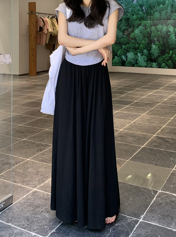 Κορεάτικο ύφος Καλοκαιρινό παντελόνι εγκυμοσύνης Λεπτό ψηλόμεσο με φαρδύ πόδι μέχρι το πάτωμα Fashion Παντελόνι Maternity Modal Casual παντελόνι