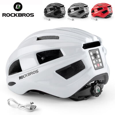 ROCKBROS Cască cu lumină pentru bicicletă MTB Road USB Avertizare Lumină spate Cască pentru ciclism EPS PC Cască de siguranță pentru bicicletă turnată integral