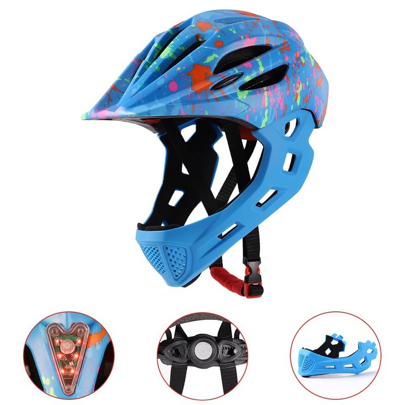 2024 NOU LED-uri Cască de bicicletă de munte cu față integrală pentru copii Bicicletă de echilibru Siguranța sportivă Copii Căști complet acoperite Scooter BMX Copii