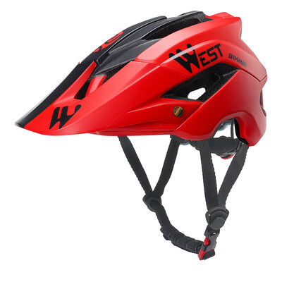 WEST BIKING Vīriešu riteņbraukšanas ķivere ar saulessargu MTB Road Bike Trail XC ķivere regulējama īpaši viegla drošības sporta veloķivere