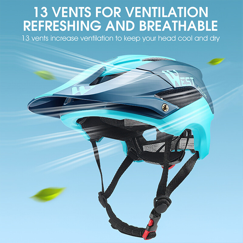 WEST BIKING Cască de ciclism pentru bărbați, cu parasolar, MTB, pentru bicicletă de drum, pentru traseu XC, reglabilă, ultraușoară, pentru sport, pentru siguranță.
