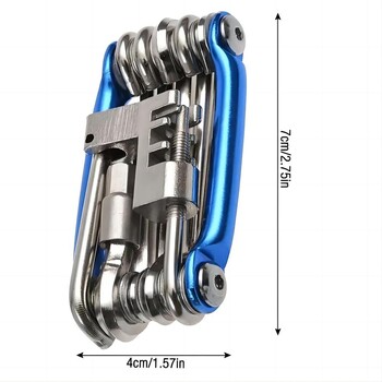 Μίνι πολυεργαλείο 11 σε 1 ποδηλάτου - Ελαφρύ κλειδί εργαλείων από ανοξείδωτο χάλυβα, κατσαβίδι, αλυσίδα, εξάγωνη ακτίνα τροχού