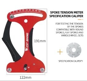 WEST BIKING Mjerač napetosti žbica bicikla za MTB cestovni bicikl Žbice kotača Provjera alata za popravak aluminijske legure Biciklizam