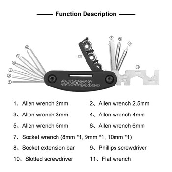 X-TIGER Bike Tools 11 In 1 Bicycle Repairing Set MTB Road Bike Repair Tool Kit Mini Multifunction Tool