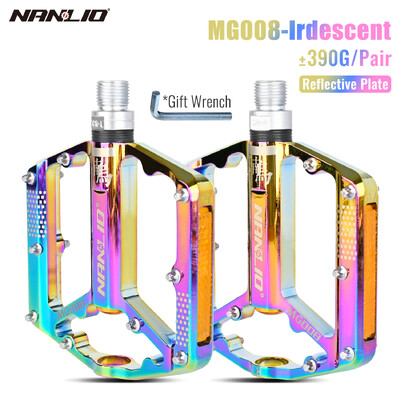 Πεντάλ Nanlio Mountain Bike, Cross-Country, Trail, 6 σφραγισμένα ρουλεμάν, ευρεία πλατφόρμα, 2 ανακλαστήρες, 18 αντιολισθητικές ακίδες, ζεύγος 290g