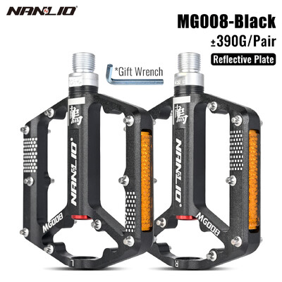 Πεντάλ Nanlio Mountain Bike, Cross-Country, Trail, 6 σφραγισμένα ρουλεμάν, ευρεία πλατφόρμα, 2 ανακλαστήρες, 18 αντιολισθητικές ακίδες, ζεύγος 290g