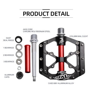 MZYRH Велосипедни педали 3 лагера Ултралек противоплъзгащ CNC BMX MTB шосеен велосипед Педал Колоездене Запечатан лагер Педали за велосипед