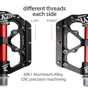 MZYRH Велосипедни педали 3 лагера Ултралек противоплъзгащ CNC BMX MTB шосеен велосипед Педал Колоездене Запечатан лагер Педали за велосипед