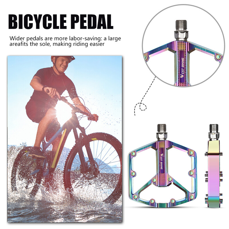 WEST BIKING Tablă de picioare din aliaj de aluminiu Rulment anti-alunecare gol pentru bicicletă de munte Pedale MTB Rulment neted Accesorii pentru piese biciclete