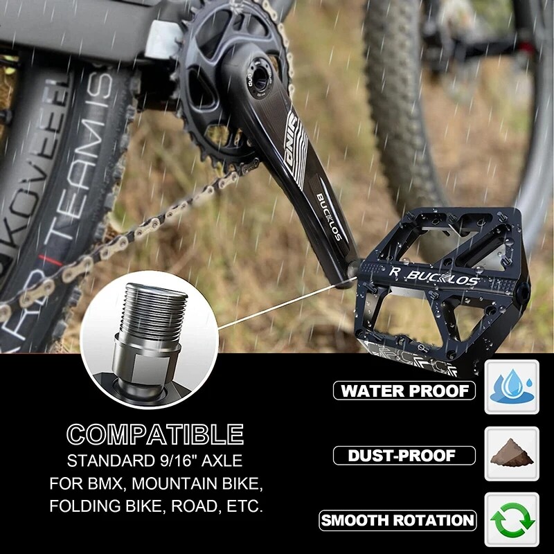 Πεντάλ ποδηλάτου BUCKLOS Sealed Bearing MTB Πεντάλ πλατφόρμας για Bicycle Mountain Bike Nylon Flat Pedals 9/16`` MTB Road Bike Part