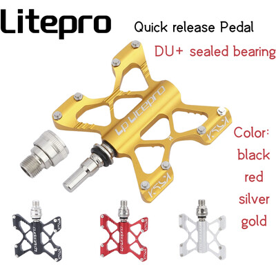 Litepro K5 Pedală cu eliberare rapidă, lărgită, anti-alunecare, din aliaj de aluminiu ultraușor, rulment etanșat DU, pedale pliante pentru bicicletă, piesa de bicicletă MTB