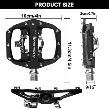 Πεντάλ BUCKLOS Mtb για Ποδήλατο Διπλής λειτουργίας Πεντάλ Ποδήλατο βουνού Πλατφόρμα Κλιπ Επίπεδα πεντάλ Fit SPD MTB Ποδήλατο Ποδήλατο Εξάρτημα