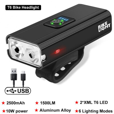 3T6 LED Φως ποδηλάτου εμπρός 4800mAh USB Επαναφορτιζόμενη MTB Λάμπα ποδηλάτου 2500 Lumen Ποδήλατο Φακό Αξεσουάρ ποδηλάτου φακού ποδηλάτου