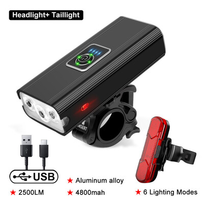 3T6 LED Φως ποδηλάτου εμπρός 4800mAh USB Επαναφορτιζόμενη MTB Λάμπα ποδηλάτου 2500 Lumen Ποδήλατο Φακό Αξεσουάρ ποδηλάτου φακού ποδηλάτου