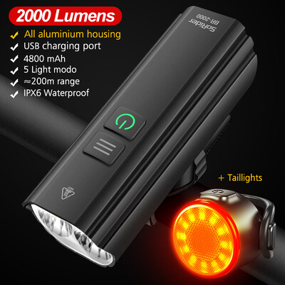 CYCLAMI Svjetlo za bicikl 1200LM T6 LED punjivi set Cestovni MTB bicikl Prednja stražnja prednja svjetla Svjetiljka Svjetiljka Grupa biciklističkih svjetala