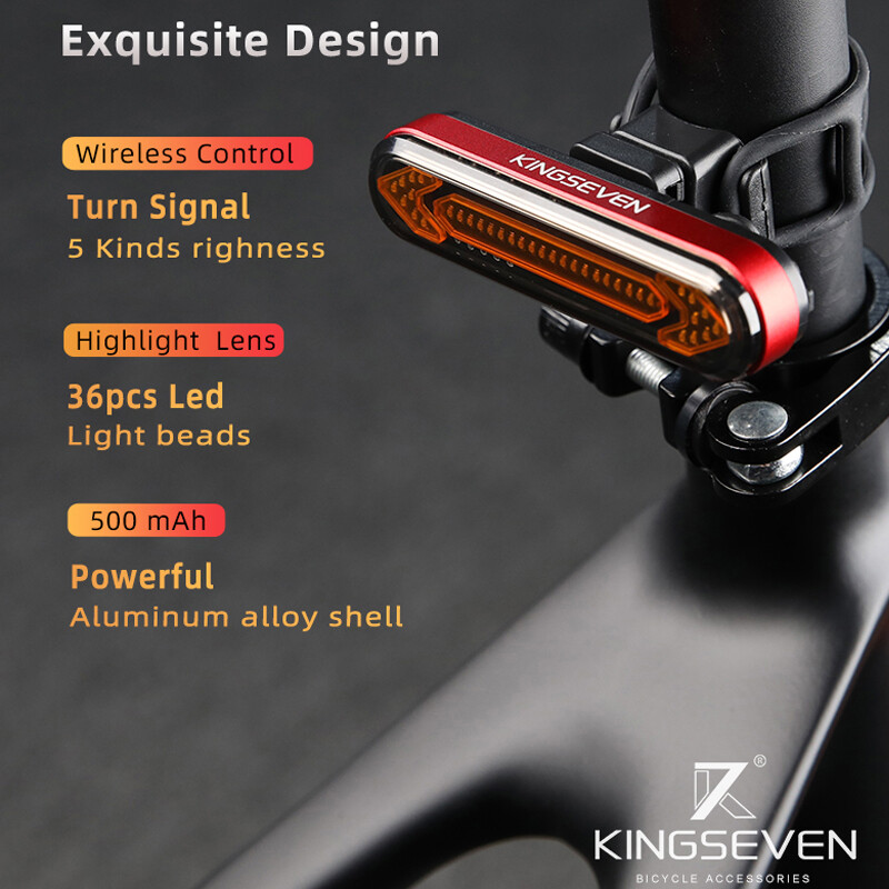 KINGSEVEN Faruri spate pentru bicicletă Dela USB reîncărcabil Avertizare Lampă spate pentru bicicletă Telecomanda fără fir Semnal de întoarcere LED Lanternă de iluminat