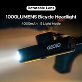 Geoid 1000Lumen Bike Light Μπροστινό φωτιστικό Περιστρεφόμενος φακός Type-C Επαναφορτιζόμενος 4000mAh Power Bank Αδιάβροχος προβολέας ποδηλάτου