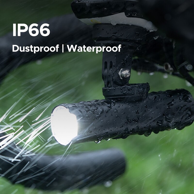 Ģeoīda 1000 lūmenu velosipēda gaismas priekšējais lukturis, grozāms C tipa objektīvs, uzlādējams 4000 mAh strāvas padeves bankas velosipēda ūdensnecaurlaidīgs priekšējais lukturis