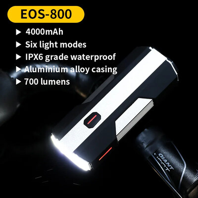 Αντιθαμβωτικό XPG+COB LED μπροστινό φως ποδηλάτου 700LM 4000mAh 18650 Μπαταρία IPX6 Αδιάβροχο USB-C επαναφορτιζόμενο ποδήλατο ποδηλάτου
