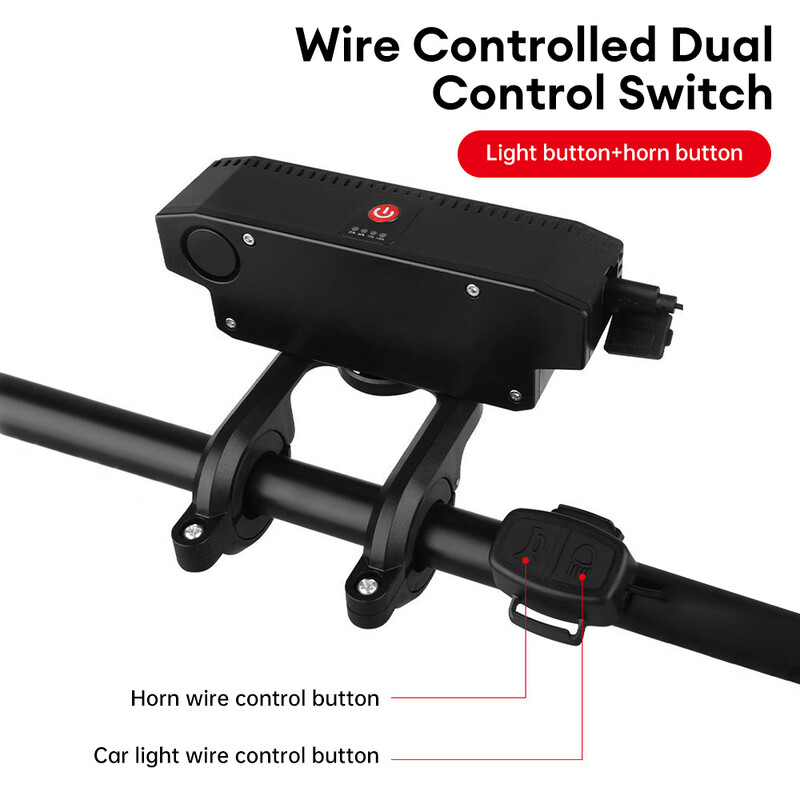 4000 mAh velosipēda priekšējie velosipēda lukturi, priekšējie šosejas velosipēda lukturi ar 130 DB Bell velosipēda piederumiem kā barošanas bloku