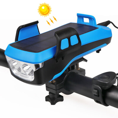 5 U 1 Led svjetiljka za bicikl Prednja USB punjiva solarna truba Držač za telefon Lampa za bicikl 4000mAh Svjetiljka za svjetiljku za bicikl Lanterna