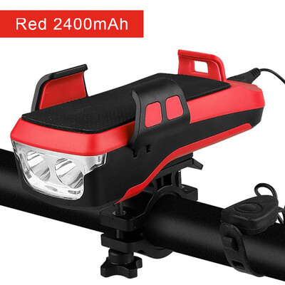 5 U 1 Led svjetiljka za bicikl Prednja USB punjiva solarna truba Držač za telefon Lampa za bicikl 4000mAh Svjetiljka za svjetiljku za bicikl Lanterna