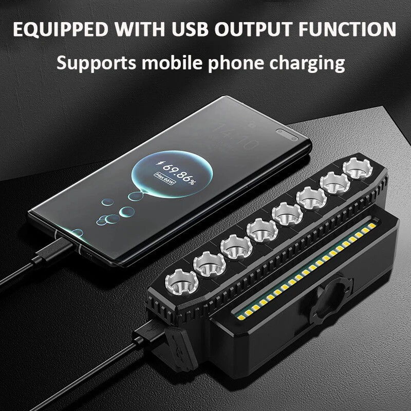 Lampă pentru bicicletă 8LED USB Reîncărcabilă Lampă frontală Tip-C MTB Mountain Bike Lampă 4000mAh Far Scooter Lanternă Ciclism