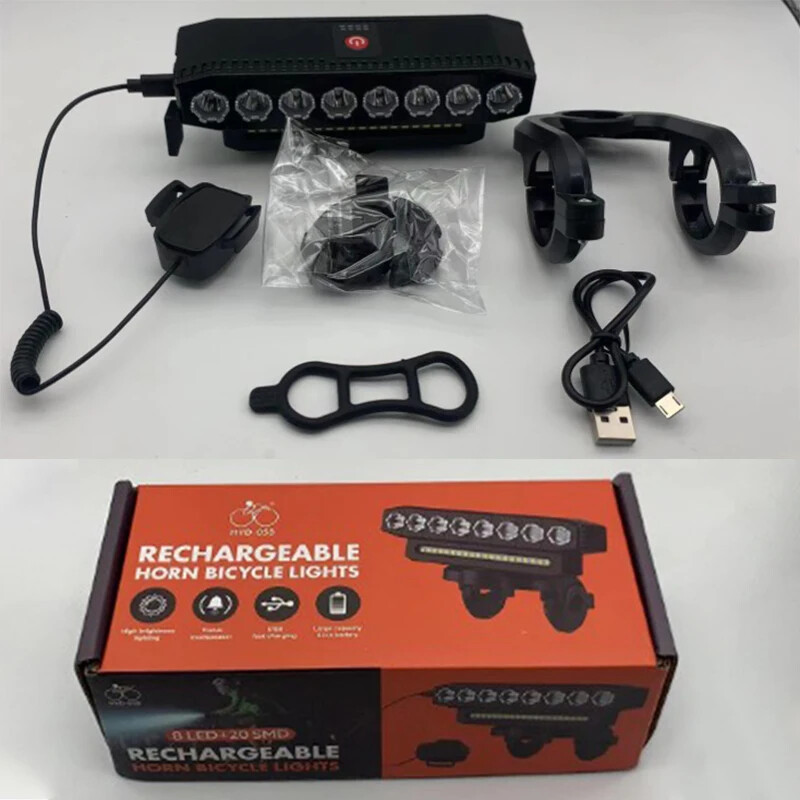 Lampă pentru bicicletă 8LED USB Reîncărcabilă Lampă frontală Tip-C MTB Mountain Bike Lampă 4000mAh Far Scooter Lanternă Ciclism