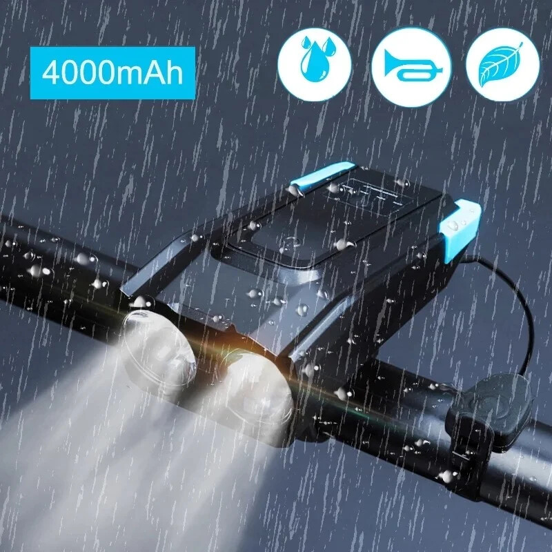 20000 liumenų indukcinis dviračio priekinis žibintas su garsiniu 4000 mAh USB įkraunamu išmaniuoju dviračio žibintu LED dviračio lempa