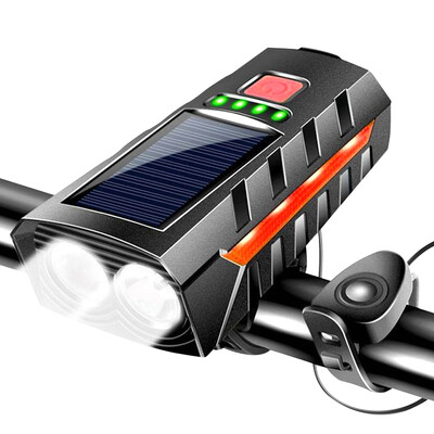 Päikeseenergia LED-jalgrattavalgusti koos 130 db sarvega MTB maanteeratta esilaterna toiteekraaniga kaugtuled jalgratta taskulambi jalgrattatarvikud