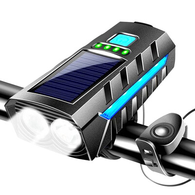 Päikeseenergia LED-jalgrattavalgusti koos 130 db sarvega MTB maanteeratta esilaterna toiteekraaniga kaugtuled jalgratta taskulambi jalgrattatarvikud