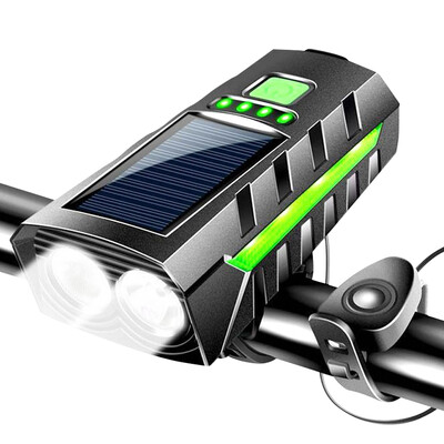 Päikeseenergia LED-jalgrattavalgusti koos 130 db sarvega MTB maanteeratta esilaterna toiteekraaniga kaugtuled jalgratta taskulambi jalgrattatarvikud