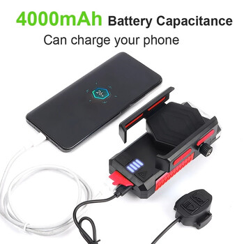 4000mAh 5 σε 1 Φωτιστικό Ποδήλατο Θήκη τηλεφώνου Power Bank Επαναφορτιζόμενη USB 400LM Ποδηλατικό μπροστινό φως MTB Αξεσουάρ ποδηλάτου δρόμου