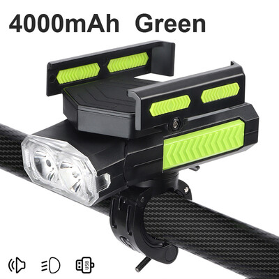 4000 mAh 5 u 1 svjetiljka za bicikl, sirena, držač telefona Power Bank, USB punjiva, 400 lm, biciklistička prednja svjetiljka, MTB dodaci za cestovne bicikle