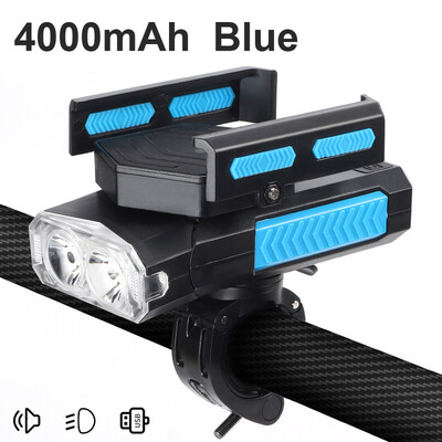 4000 mAh 5 u 1 svjetiljka za bicikl, sirena, držač telefona Power Bank, USB punjiva, 400 lm, biciklistička prednja svjetiljka, MTB dodaci za cestovne bicikle